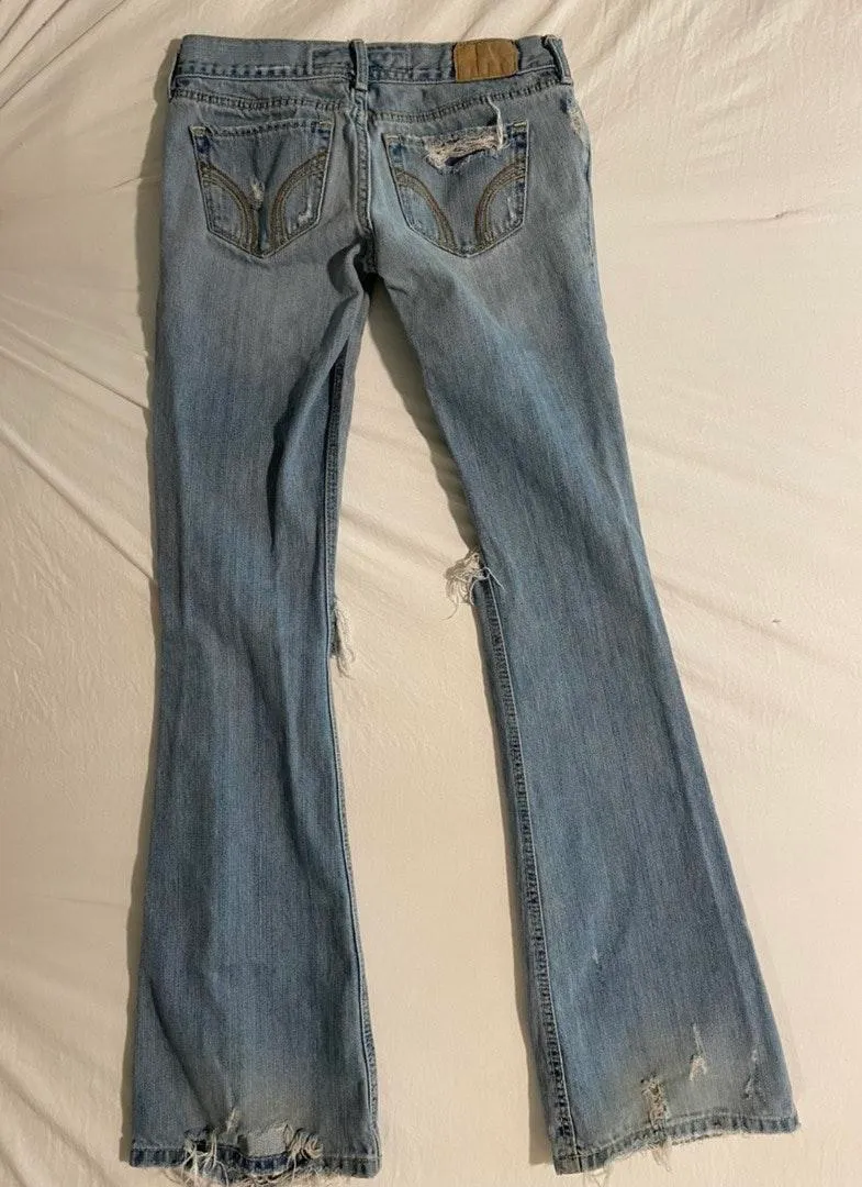 Hollister Light Wash Distressed Bell Bottoms - Image 2
