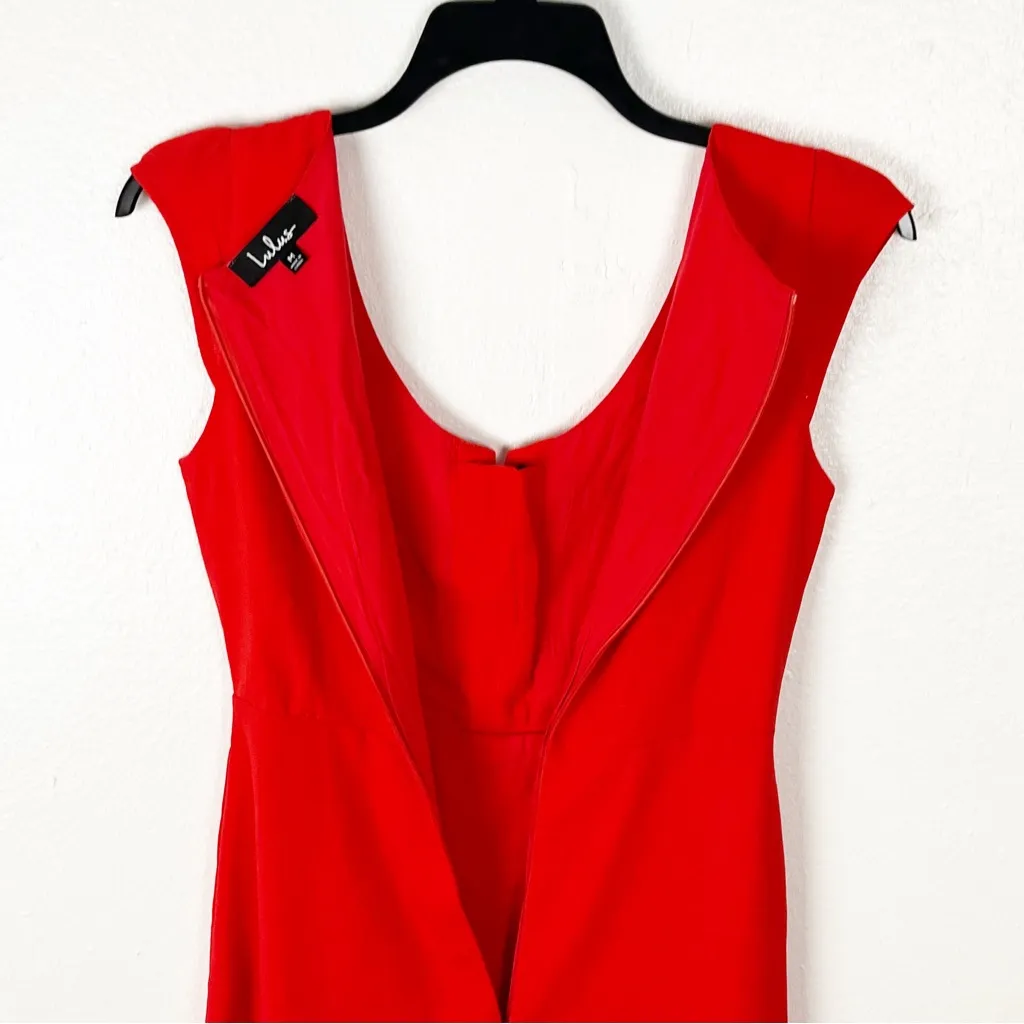 LULUS Sunny Spot Red Lace Corset  Pockets Cap Sleeves Dress, Size Medium - Image 5