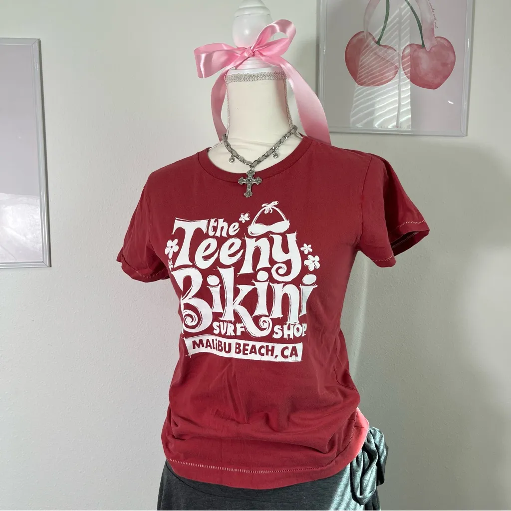 American Eagle Y2K Bikini‎ Surf Baby Tee Preppy Bella Swan Tight Womens Size S - Image 2