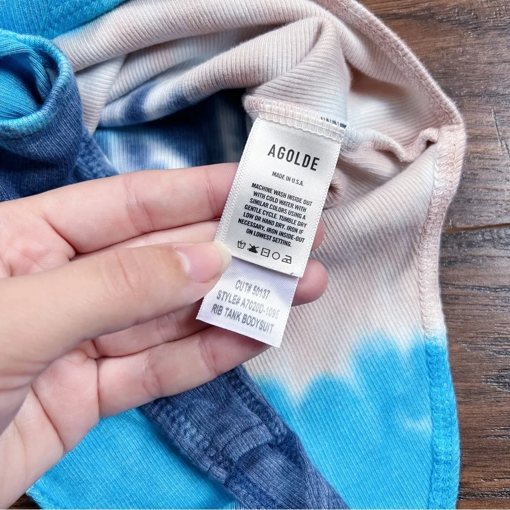 AGOLDE • Rib Tank Bodysuit turquoise blue tie dye Rewind swirl - Image 9