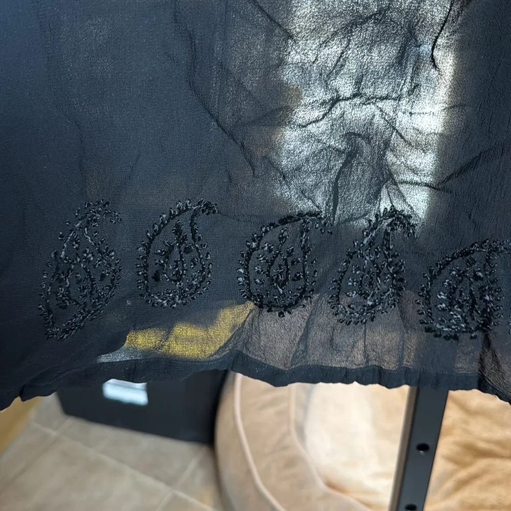 Vintage Karma Highway Black Embroidered Sheer Top Made in India Size XL - Image 4