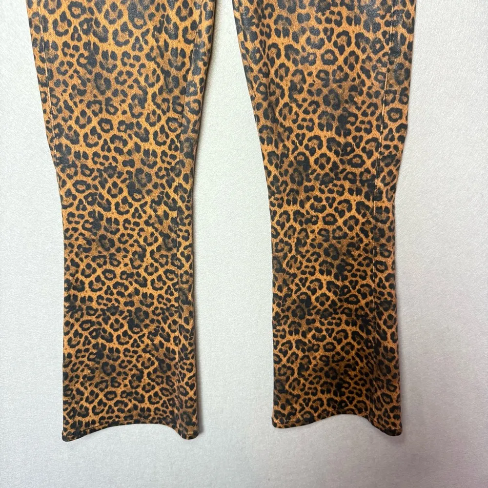 7 For All Mankind Womens High-Waist Slim Kick Flared Jeans Leopard Pants Size 28 - Image 4