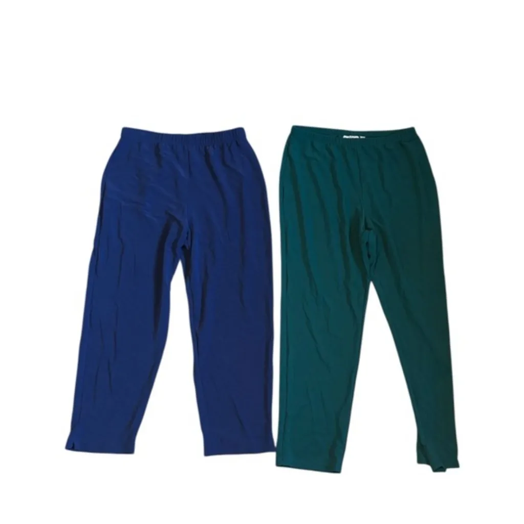 Bundle of 2 Susan Graver Modern Essentials Liquid Knit Blue Green Sofia Pants - Image 4