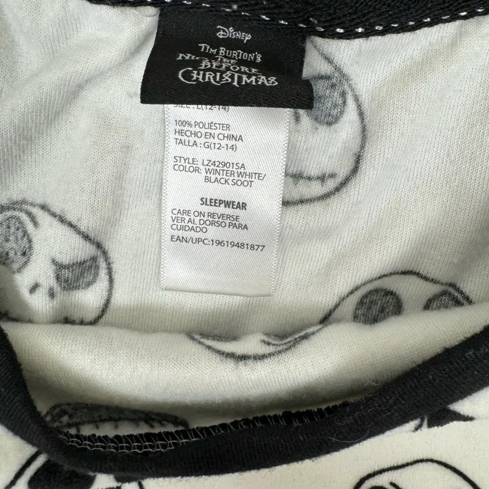 Disney Nightmare Before Christmas Jack Skellington Velour Sleep Pajama Shirt Lg - Image 6