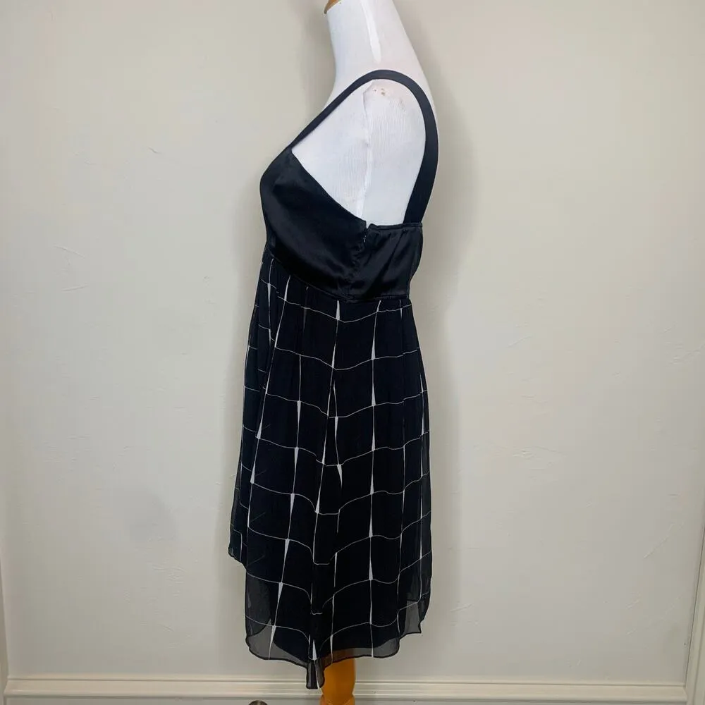 Vintage Express Black Silk Babydoll Dress Plaid Skirt Sz Medium - Image 4