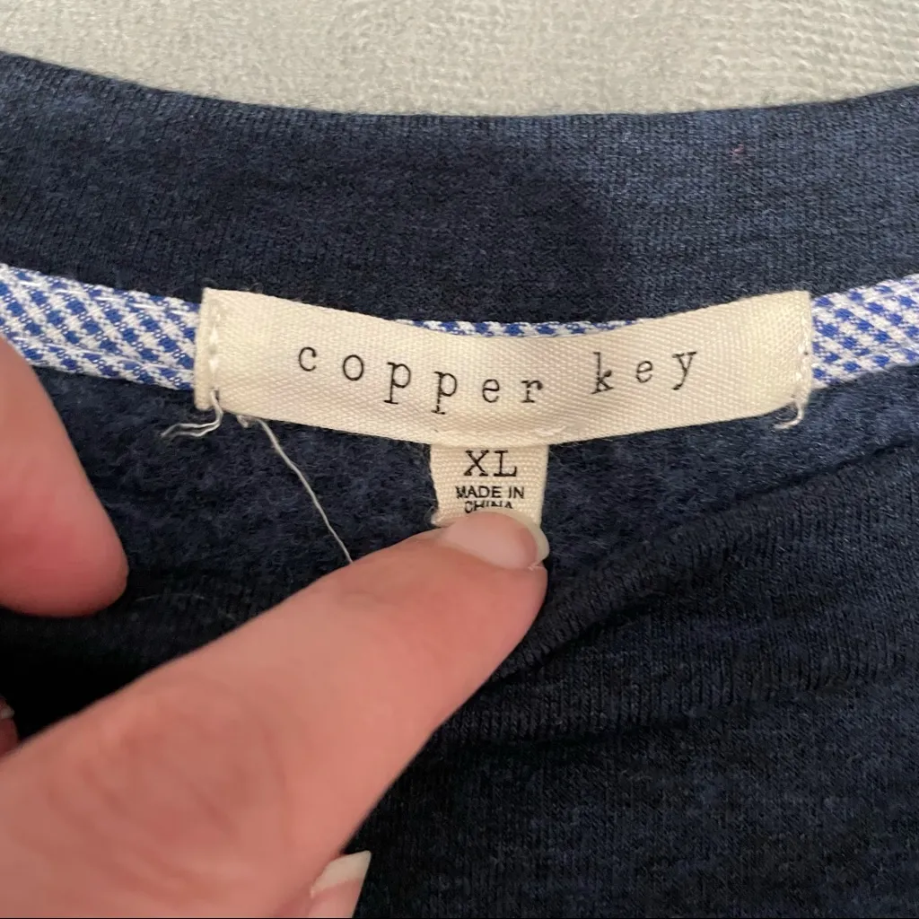 Copper Key  Navy Faux Layered Sweatshirt EUC Size XL - Image 4