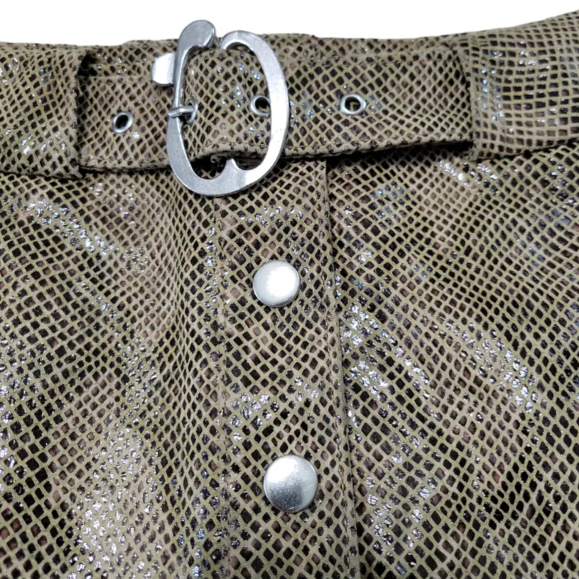 Zara Skirt Size Small 29" Waist A-Line Skirt Belted Snakeskin Print Animal Print Skirt  - Image 5