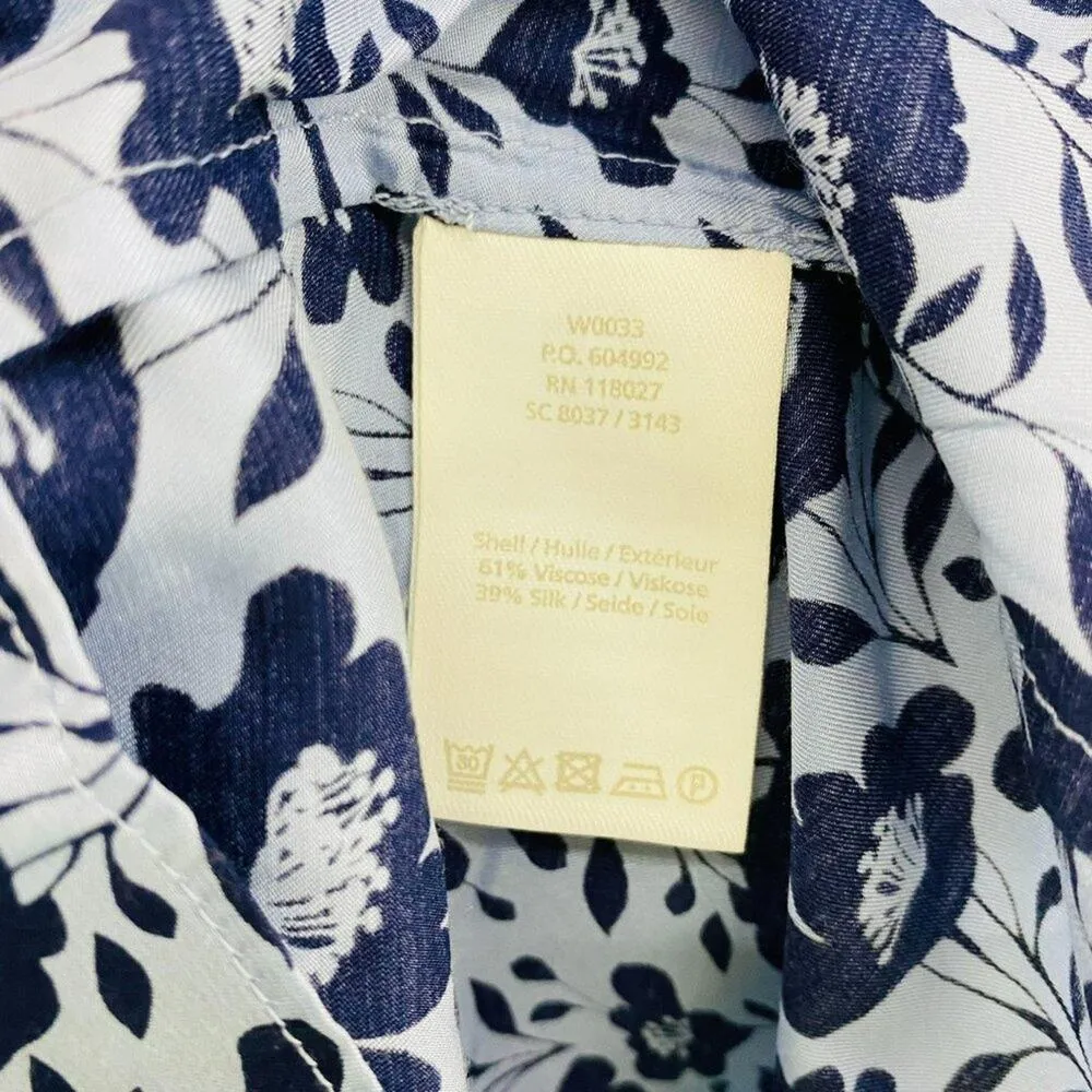 Boden Womens Ravello Silk Blend Flower Navy Blouse 8US Blue Size 8 - Image 6