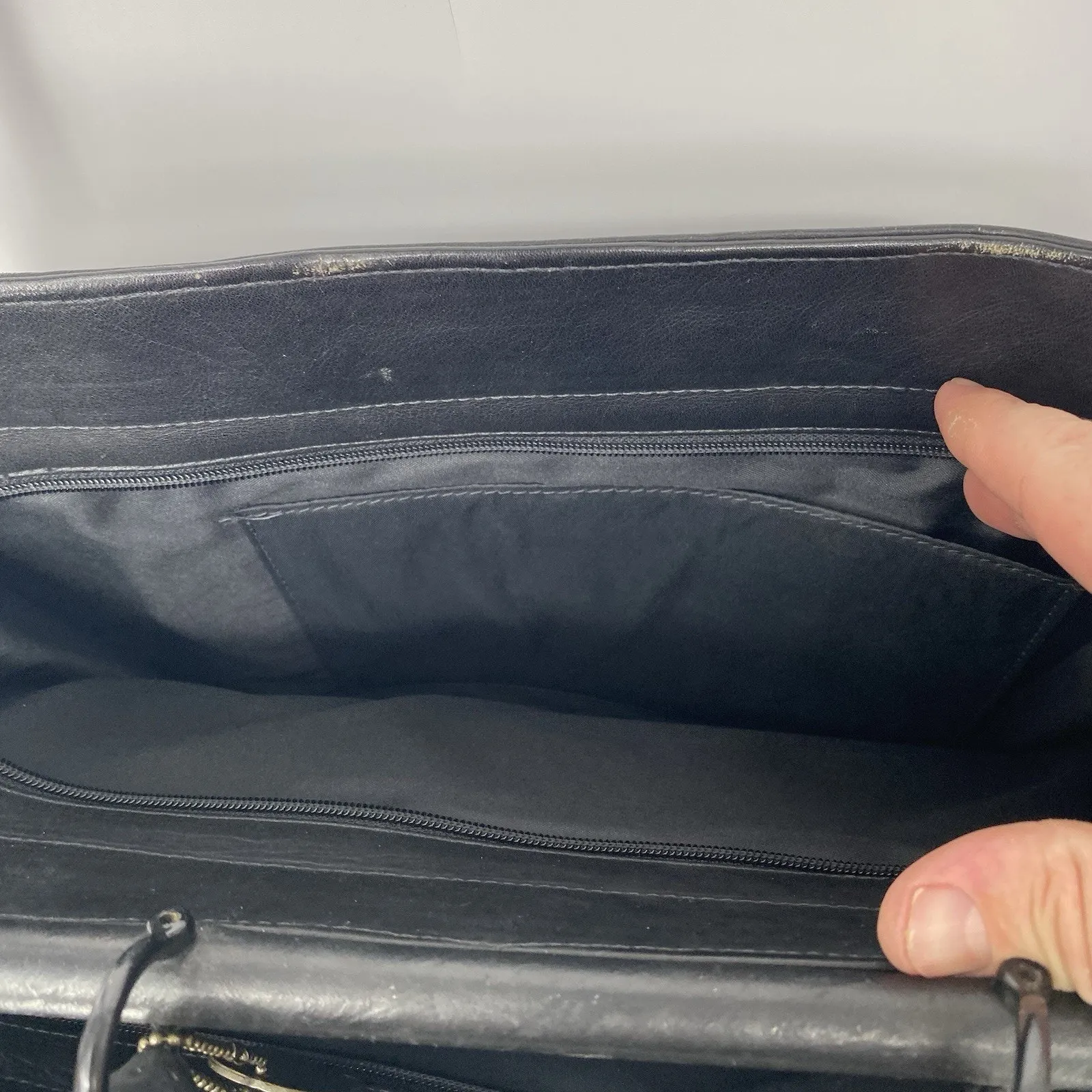 Piel Leather Brief Case Laptop Shoulder Bag Black - Image 5