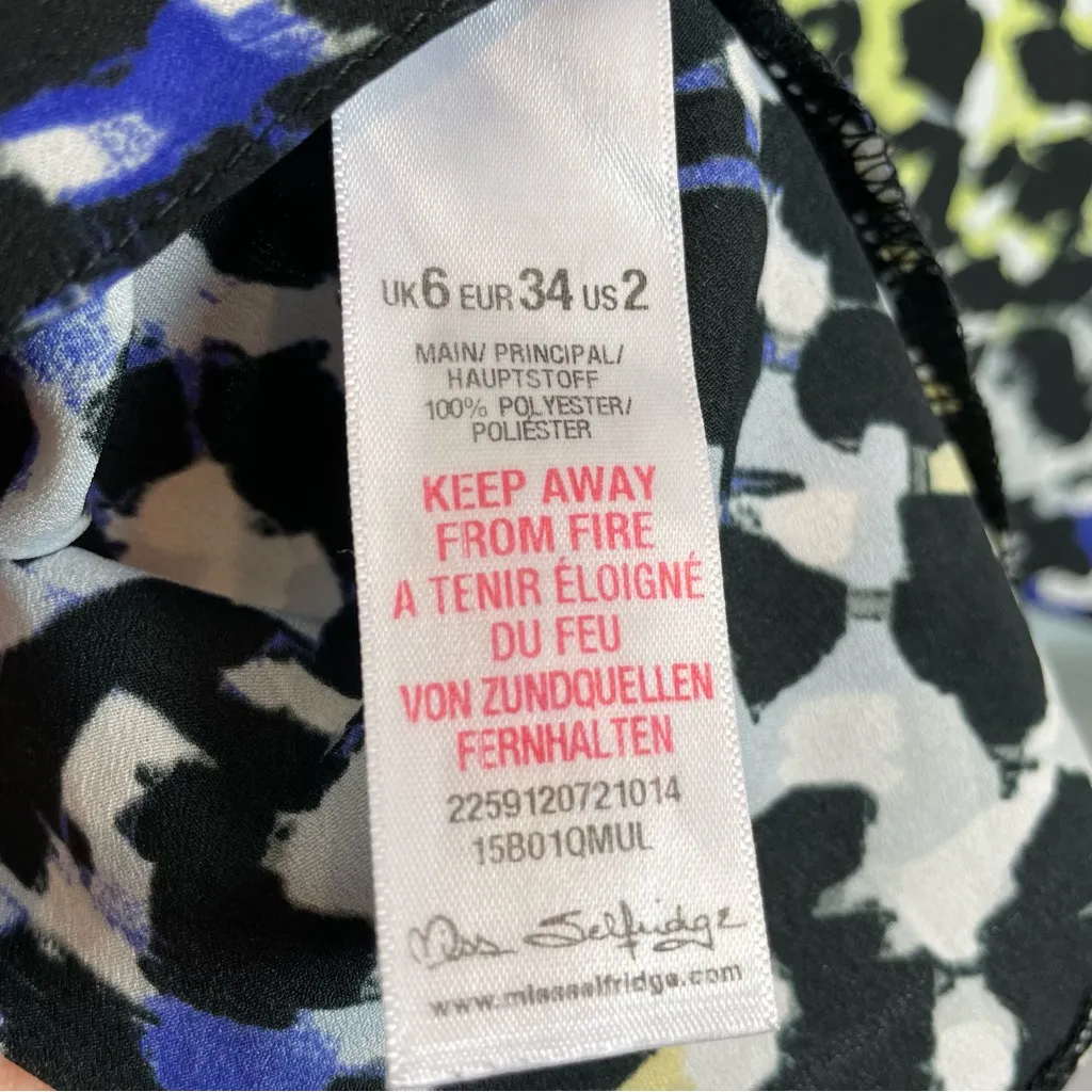 Miss Selfridge Tank Top Tulip Open Back Animal Print Leopard Black Blue Size 2 - Image 9