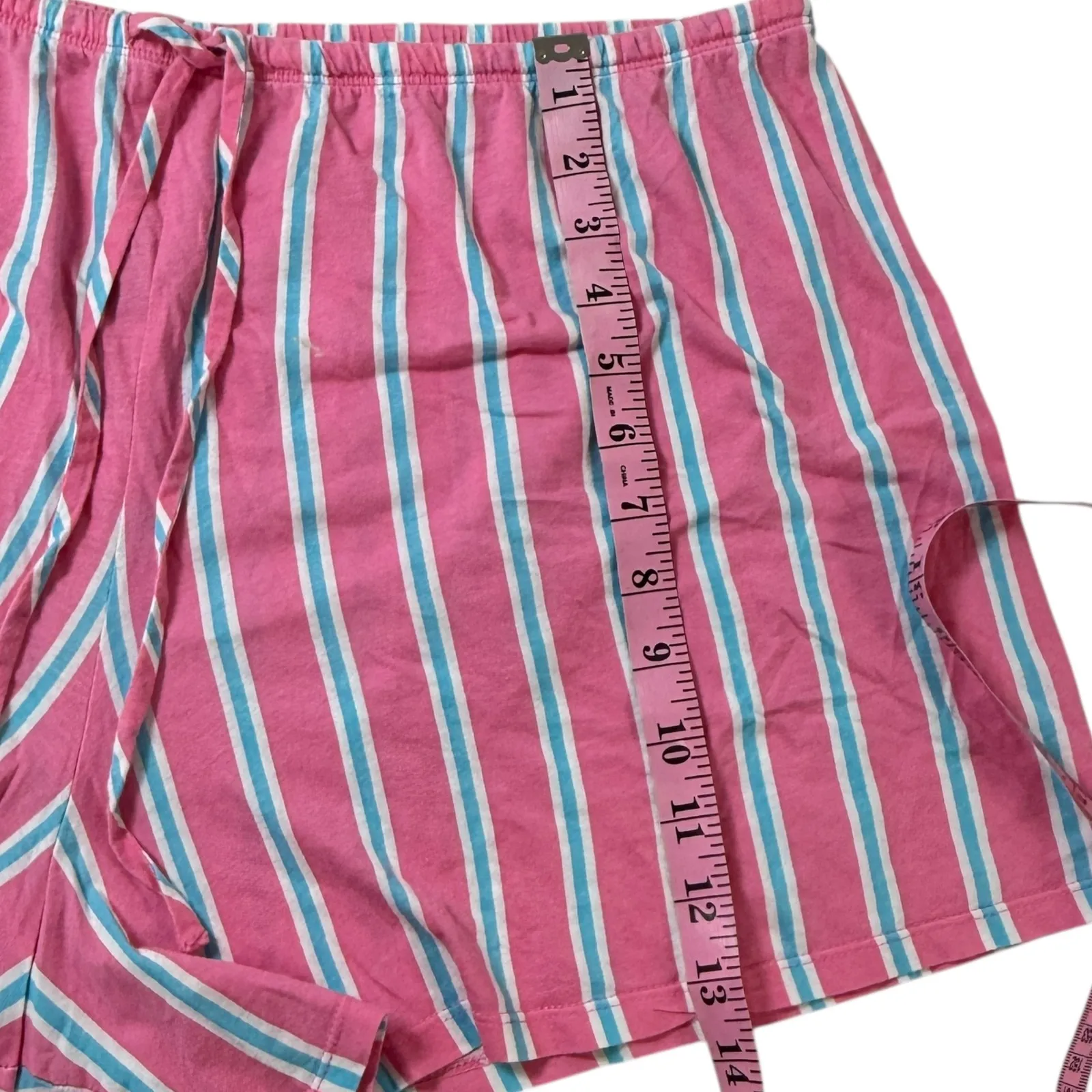 Polo Ralph Lauren Women's Pajama Set Hot Pink Blue Stripes 1X Cotton Sleepwear - Image 7