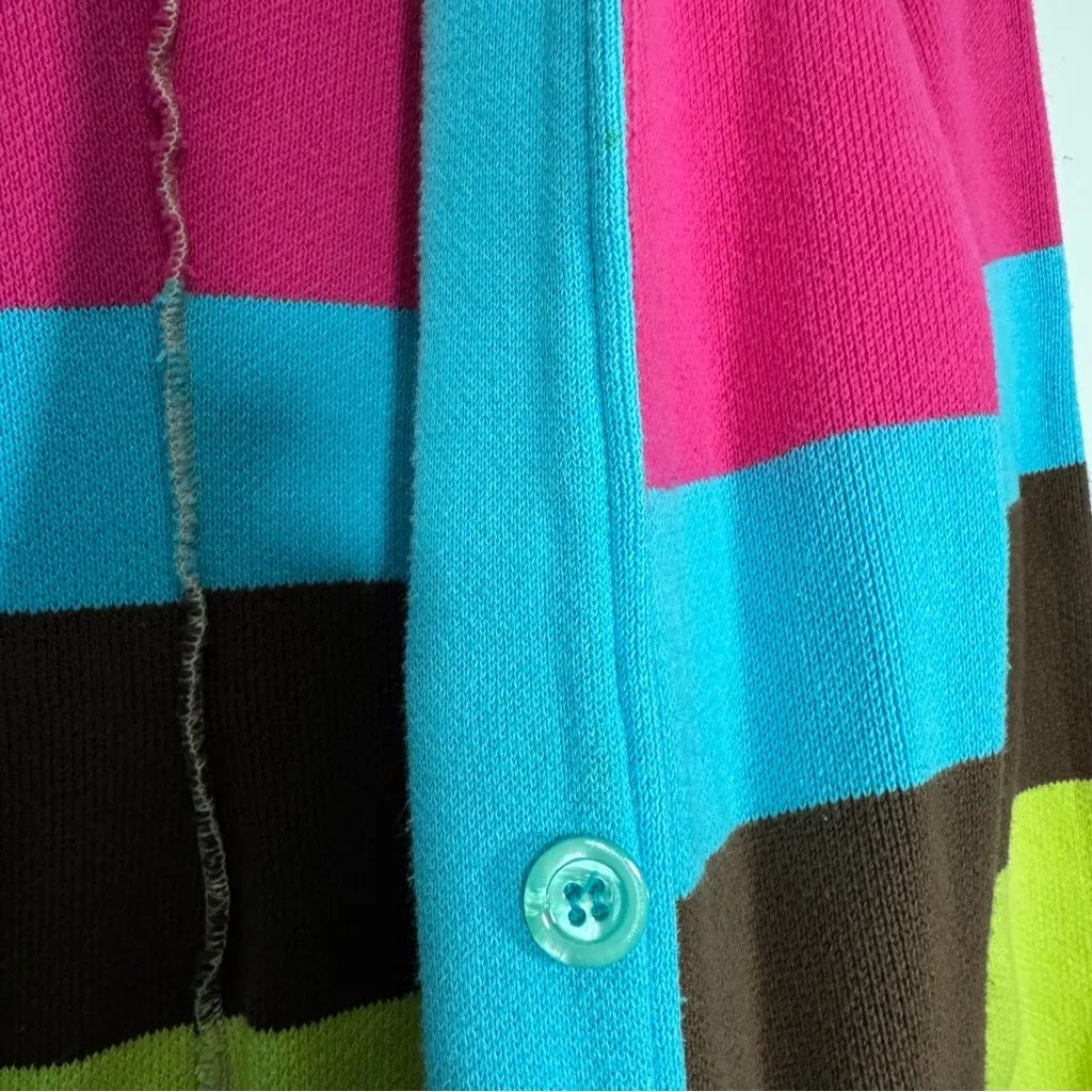 Made in Italy Of Benetton Striped Heavy Knit Long Cardigan Sweater Green - Image 7