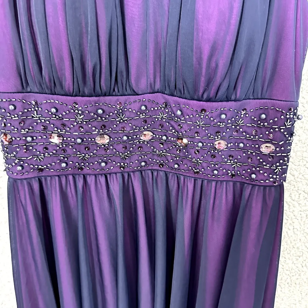 Jessica Howard Babydoll‎ Dress Womens 6P Purple Mesh Overlay Rhinestone Y2K HOCO - Image 4