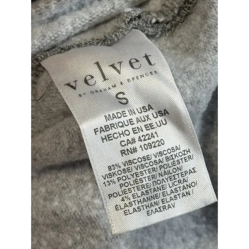 Velvet Gray Long Sleeve Dress with Red and Blue Trim Casual s - Image 6