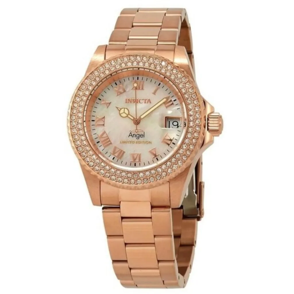 NWT Authentic Invicta Angel Crystal White Mother of Pearl Dial Women's Watch - Image 4