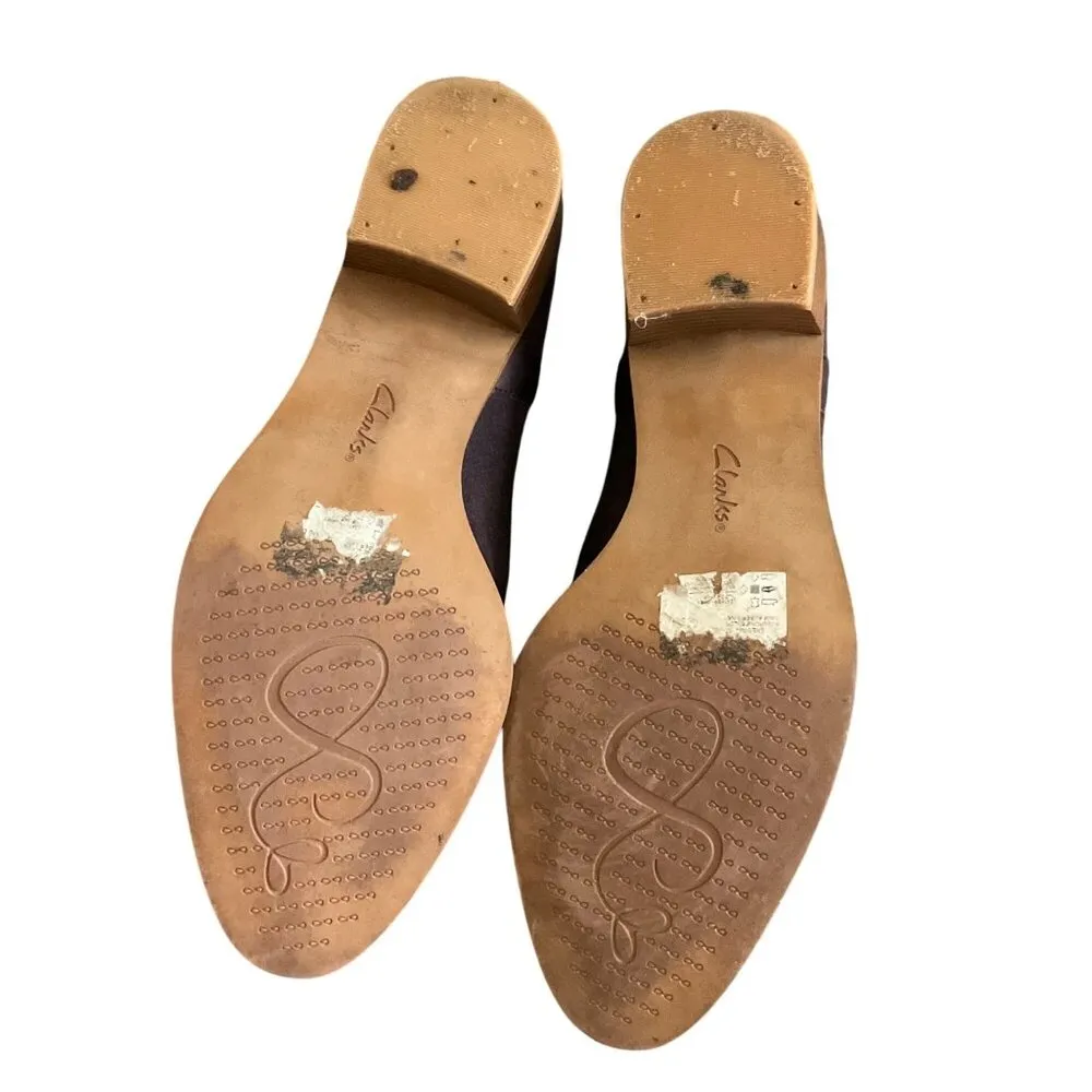 Clarks Womens Heeled Ankle Boots Burgundy Suede Leather Straps Studded Detail 8 - Image 4