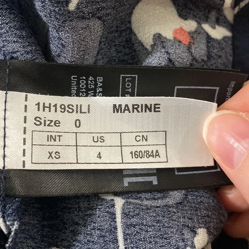 BA&SH Silia shirred tie-waist floral print crepe asymmetric hem midi dress sz 4 - Image 15