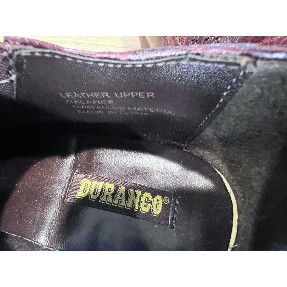 DURANGO RD3530 Maroon/Brown Leather Western Ankle Boots BOOTIES WOMENS 7 - Image 8