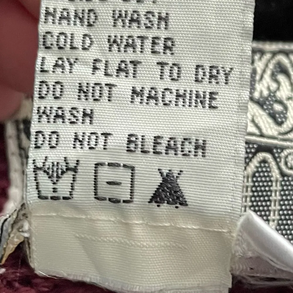 Vintage Curio maroon black boho floral embroidered beaded cardigan, size S Red - Image 11