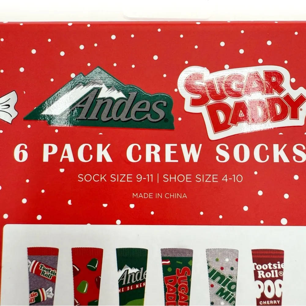 Tootsie Roll Pop Crew Socks Womens Gift Set Candy Dots Junior Mints Sugar Daddy Red - Image 3