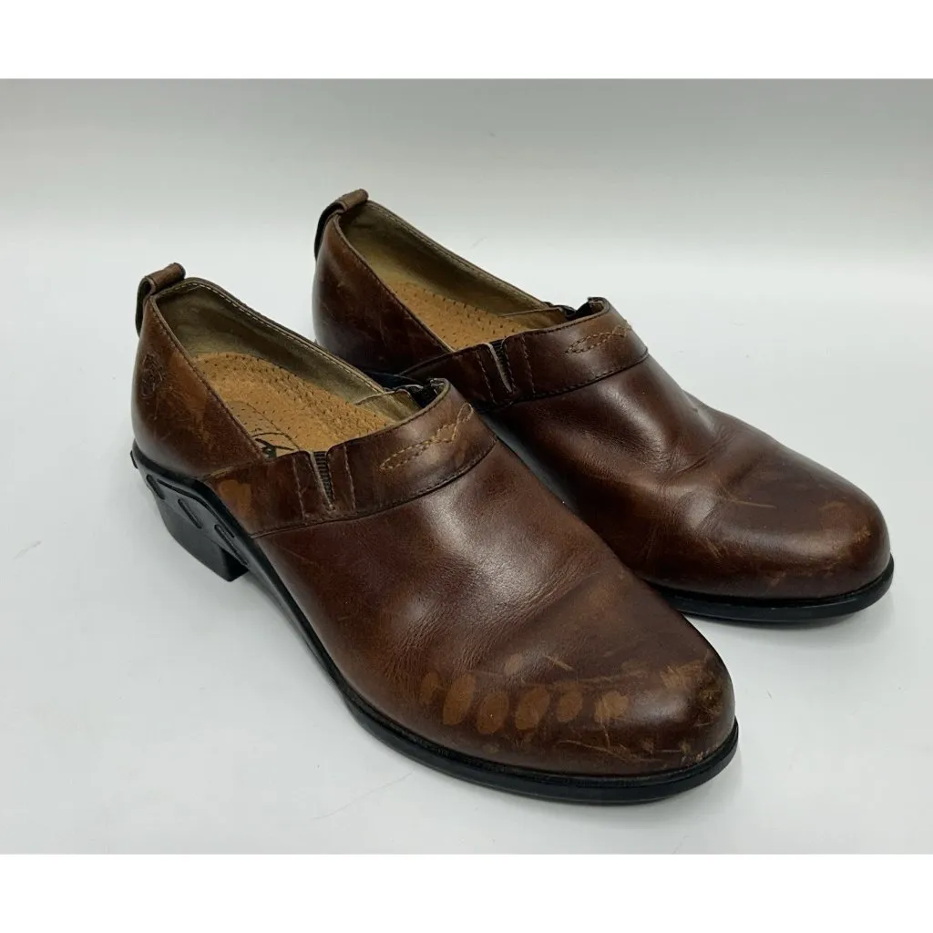 ARIAT Paddock Sport Clog Mules Women's Brown Leather Slip On Shoes- Size 10 - Image 2