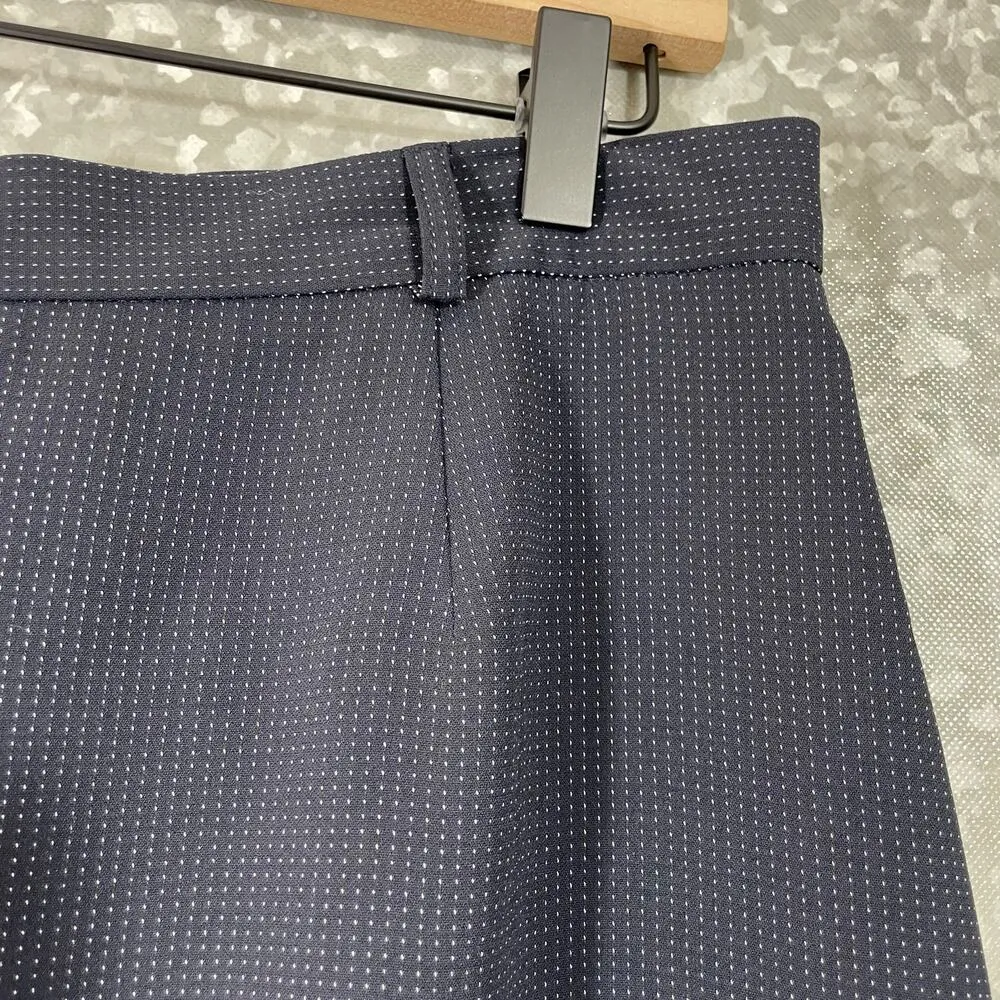 Louben Navy Blue Dotted Career Straight Pencil Skirt - Image 2