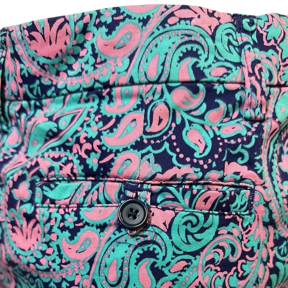 Cambridge Dry Goods Colorful Pink Blue Paisley Stretch Cotton Shorts Womens 6 - Image 8
