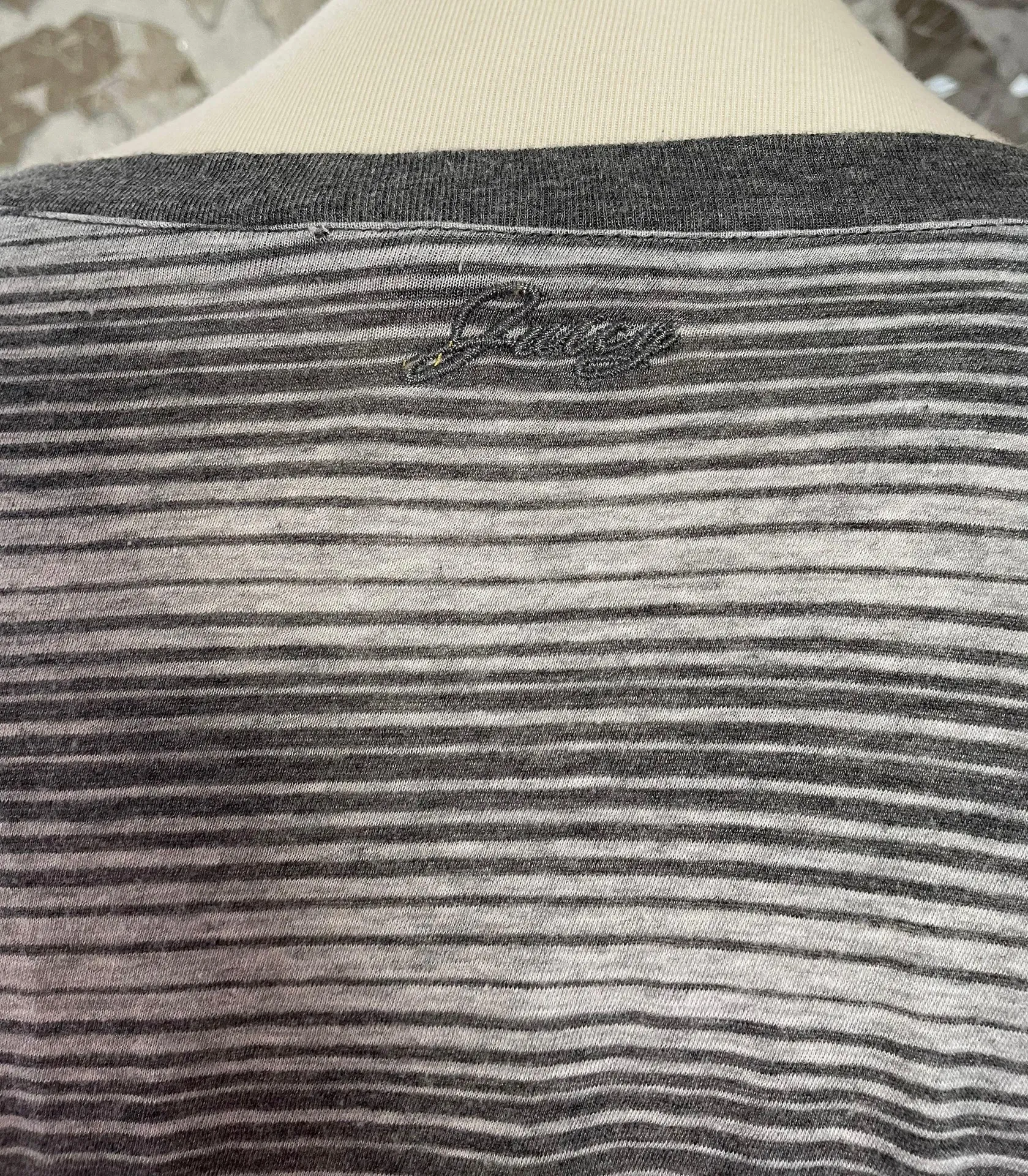 Gray Stripe V Neck Cardigan - Image 5