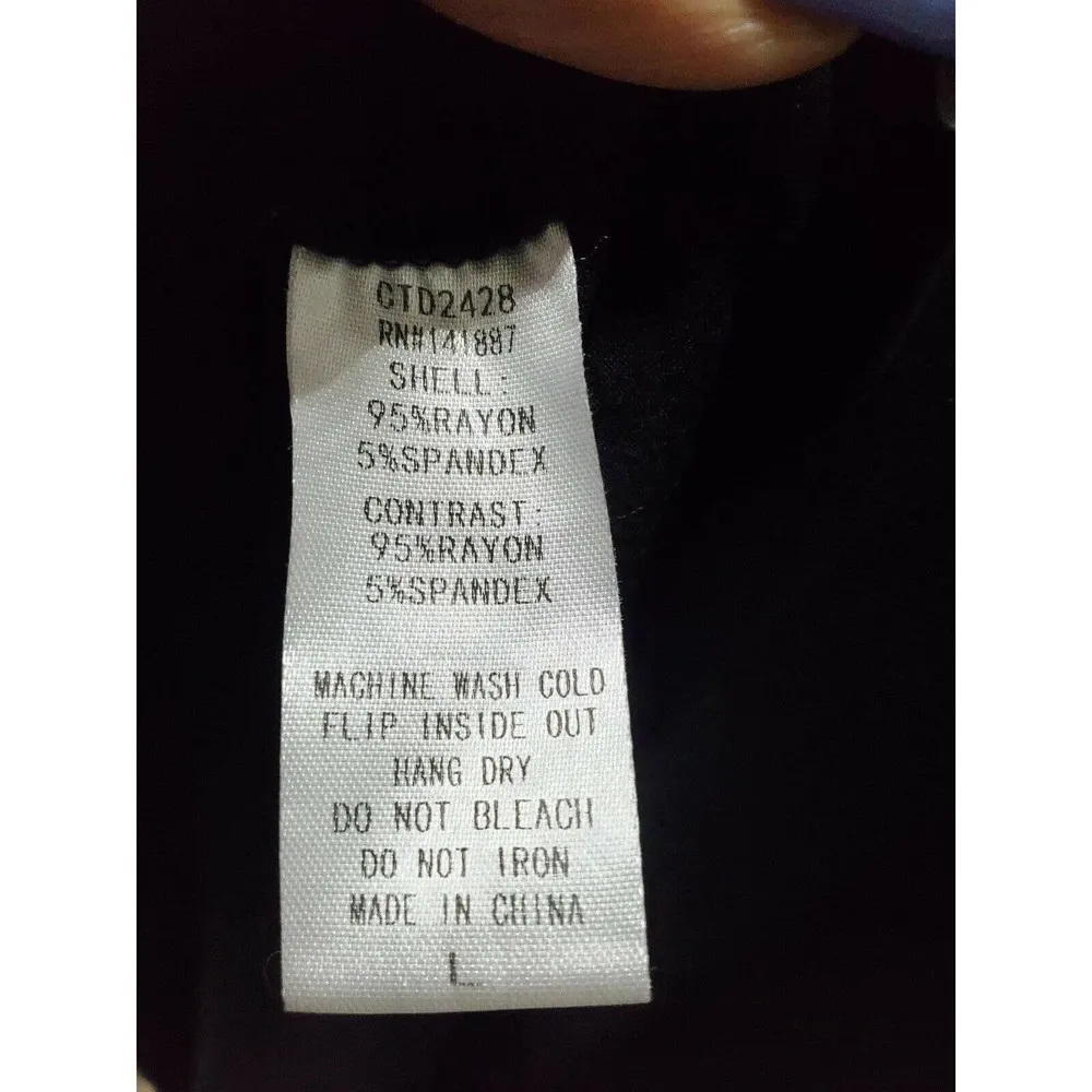 Charlie O Women's White & Black Rayon Sleeveless Mock Neck Knee Length Dress L - Image 9