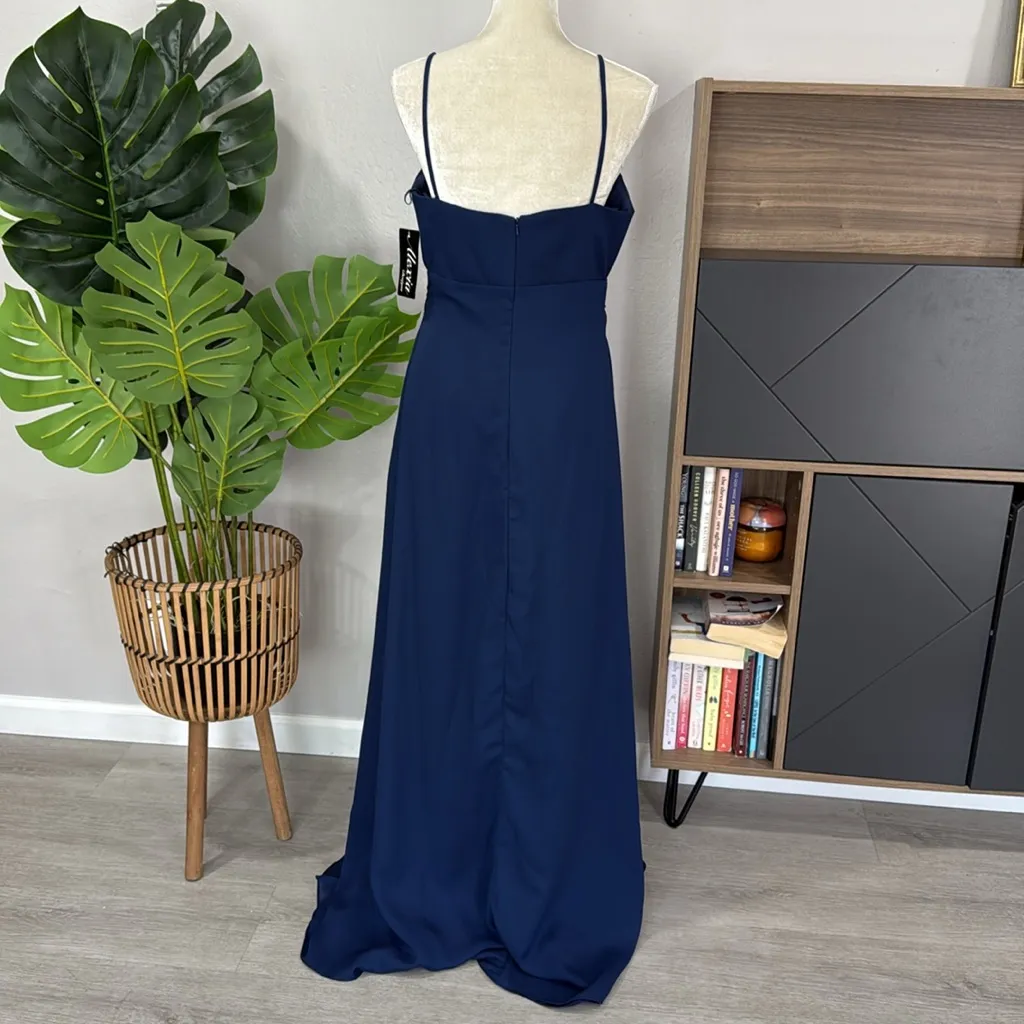 nwt // Alexia Designs formal dress with beaded detail and shawl scarf Blue Size 12 - Image 2