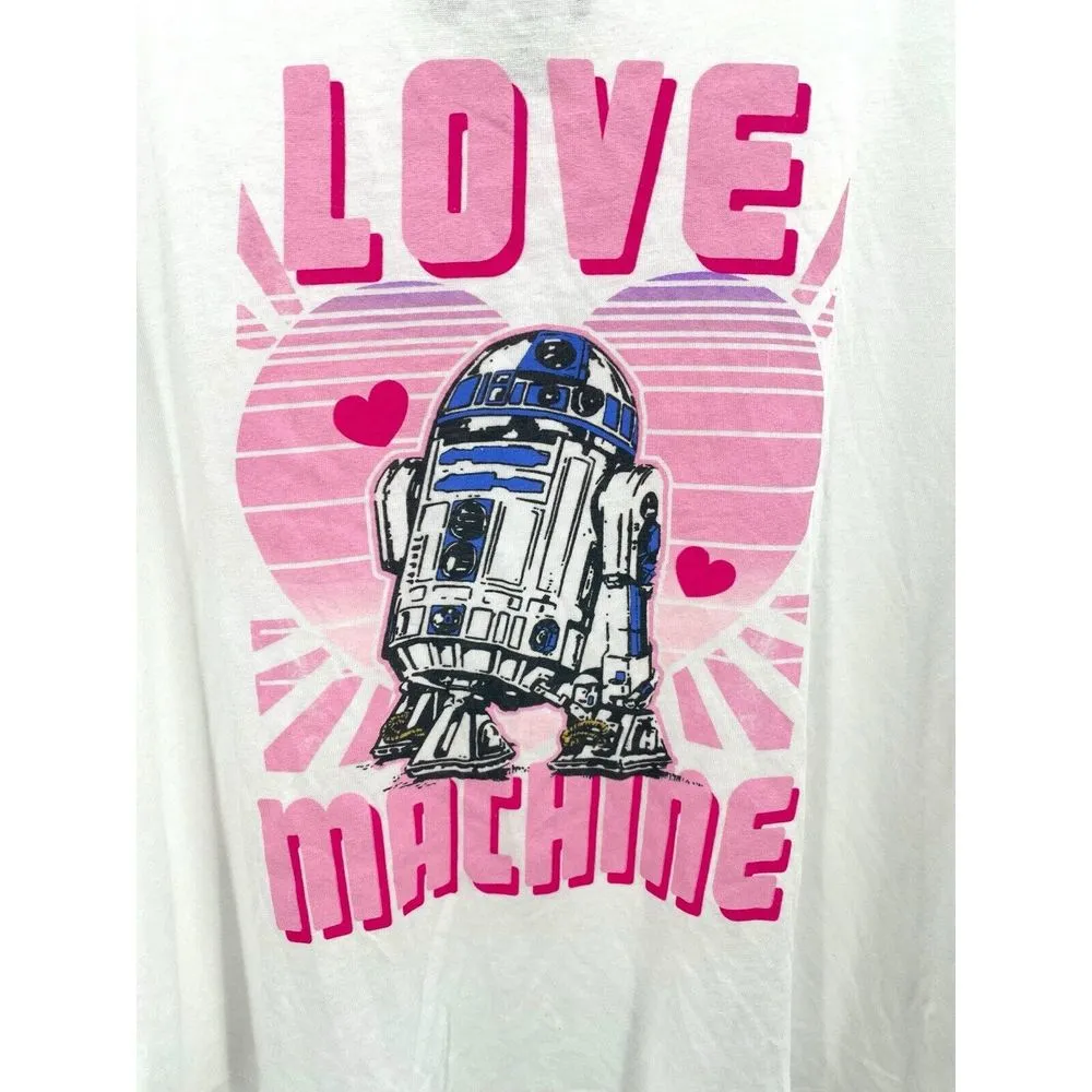 Star Wars R2D2 Love Machine‎ Juniors T-Shirt New White Pink NWT - Image 2