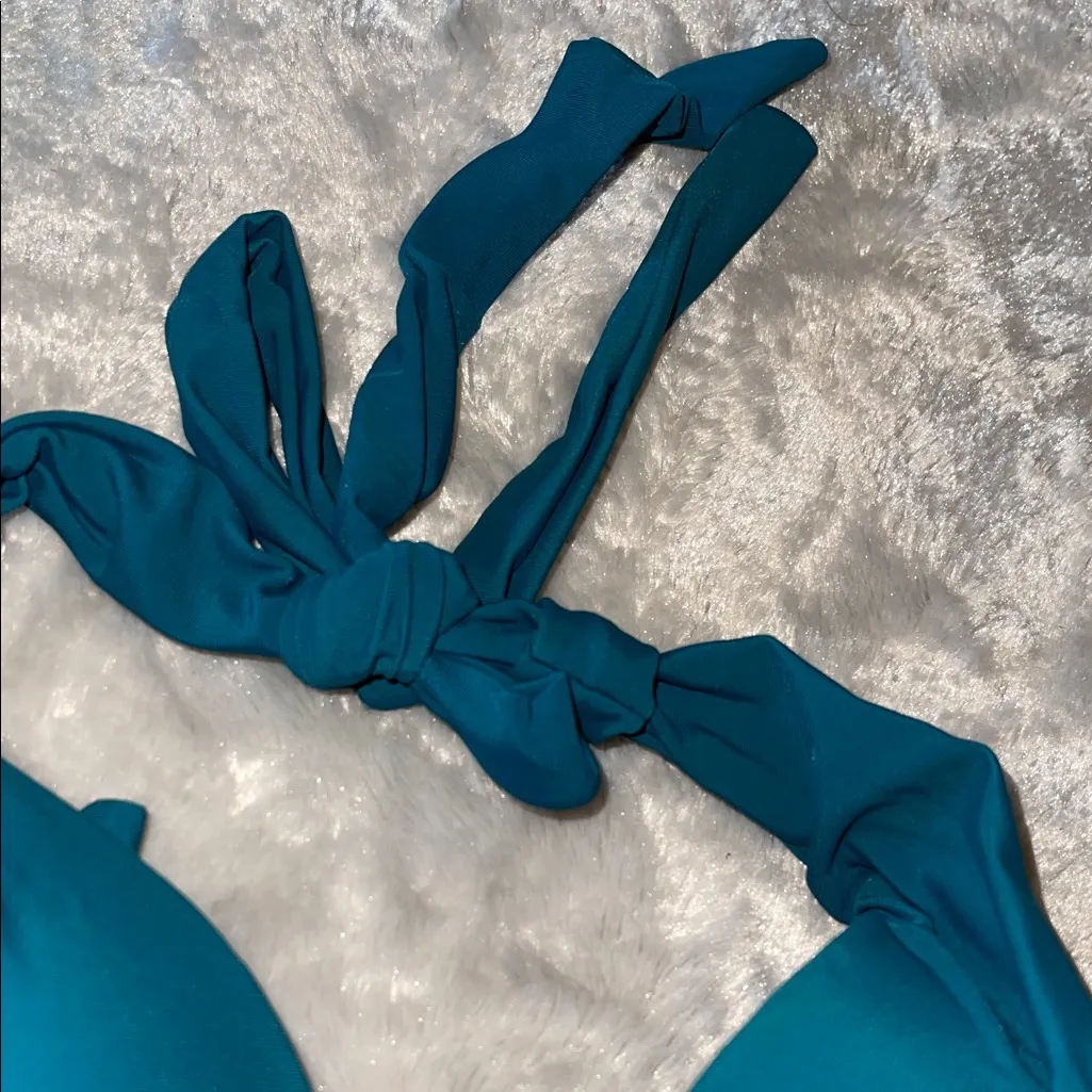 Sportlike Teal Padded Halter Bikini Top Size Medium Blue - Image 6