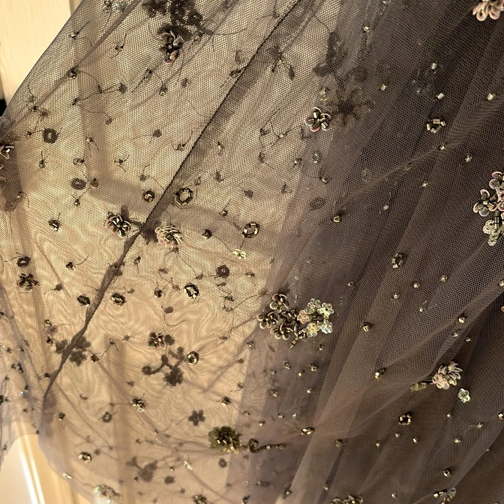 Needle & Thread Comet Midi Dress Size 2 XS Blue Gray Lavender Beaded Open Back - Image 11