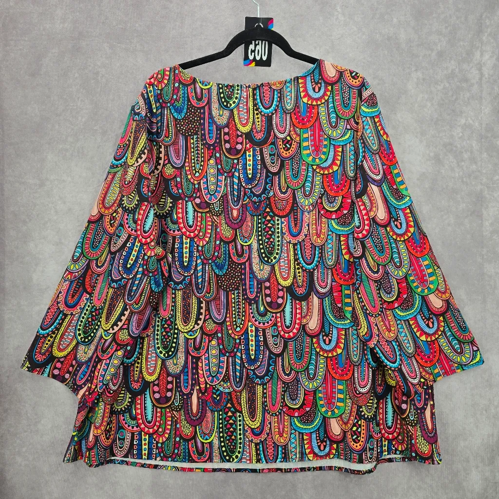 Geometric Pattern Multicolor Long Sleeve‎ Top Plus 6XL - Image 2