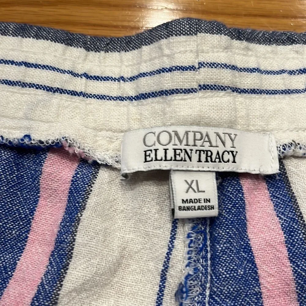 𝅺ELLEN Tracy company striped linen blend shorts size xlarge . - Image 6