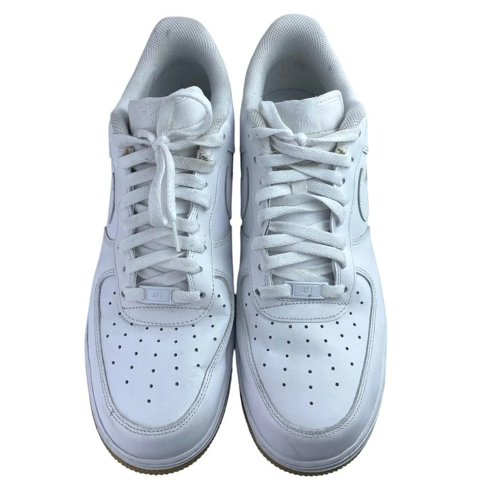 Nike Air Force 1 Men's White Leather Low Top Lace Up Athletic Sneakers Shoes 13 - Image 2