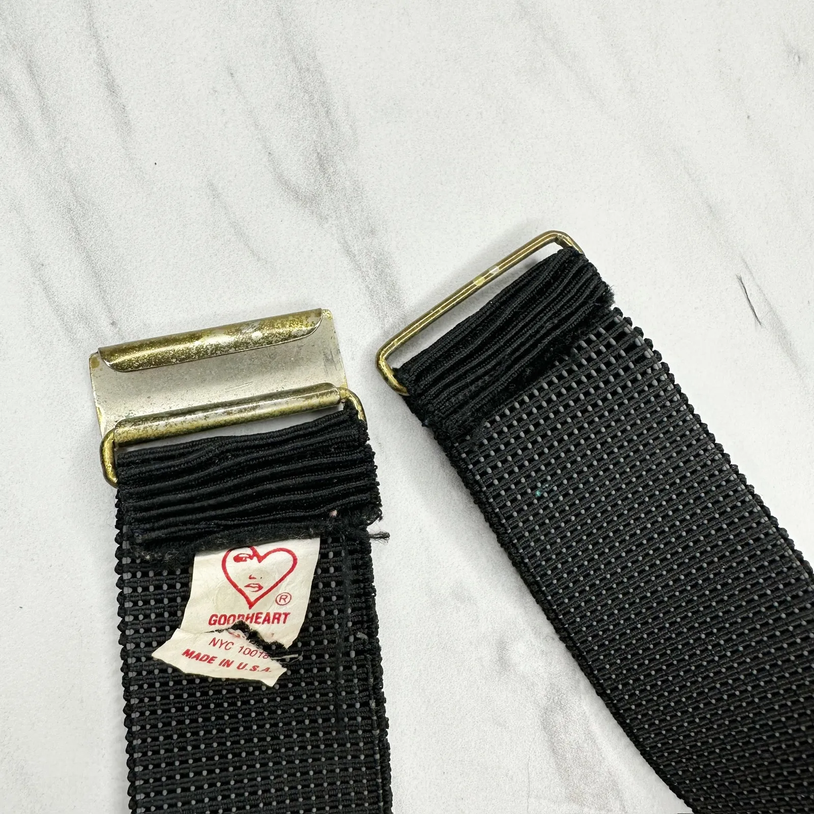 Vintage Goodheart Gold Tone Chain Stretch Cinch Belt Small/Medium ✨ Black - Image 7