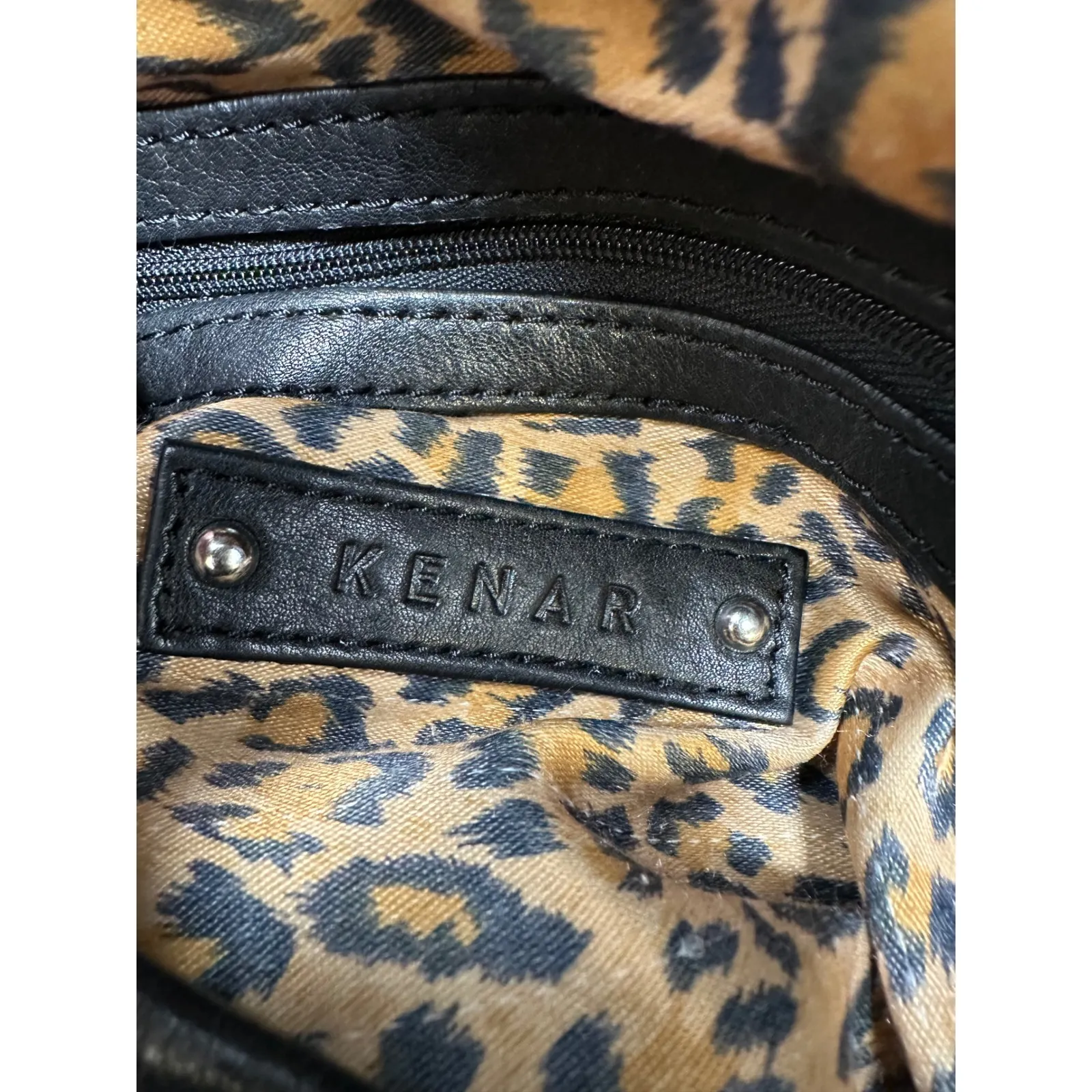 Kenar Whip Stitch Braded Strap Leather Shoulder Bag Black - Image 11