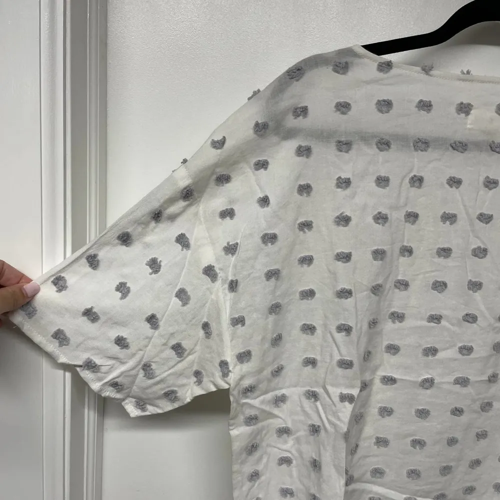 Lou & Grey Ann Taylor LOFT White Knot Short Sleeve Textured Blouse Size Medium - Image 4