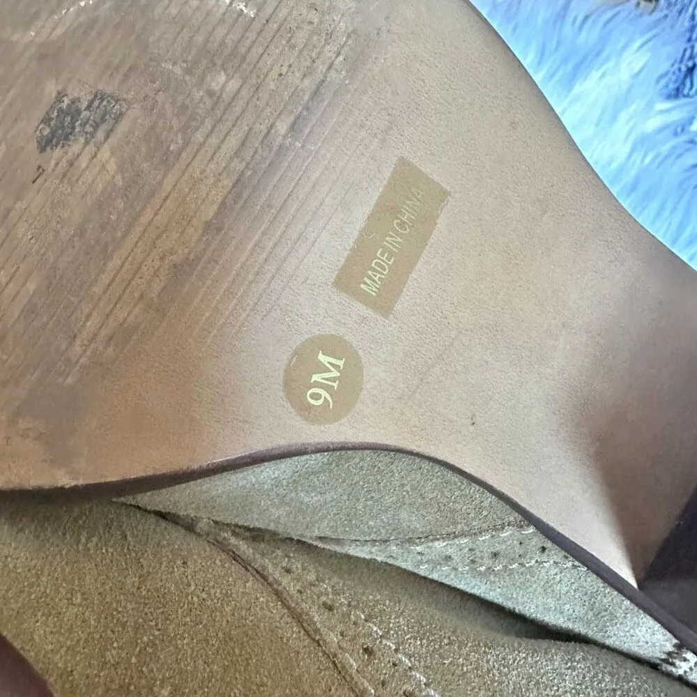 MADEWELL x 1937 | Suede Leather "Aberdeen" Tan Fringe Ankle Boots Booties | 9 - Image 8