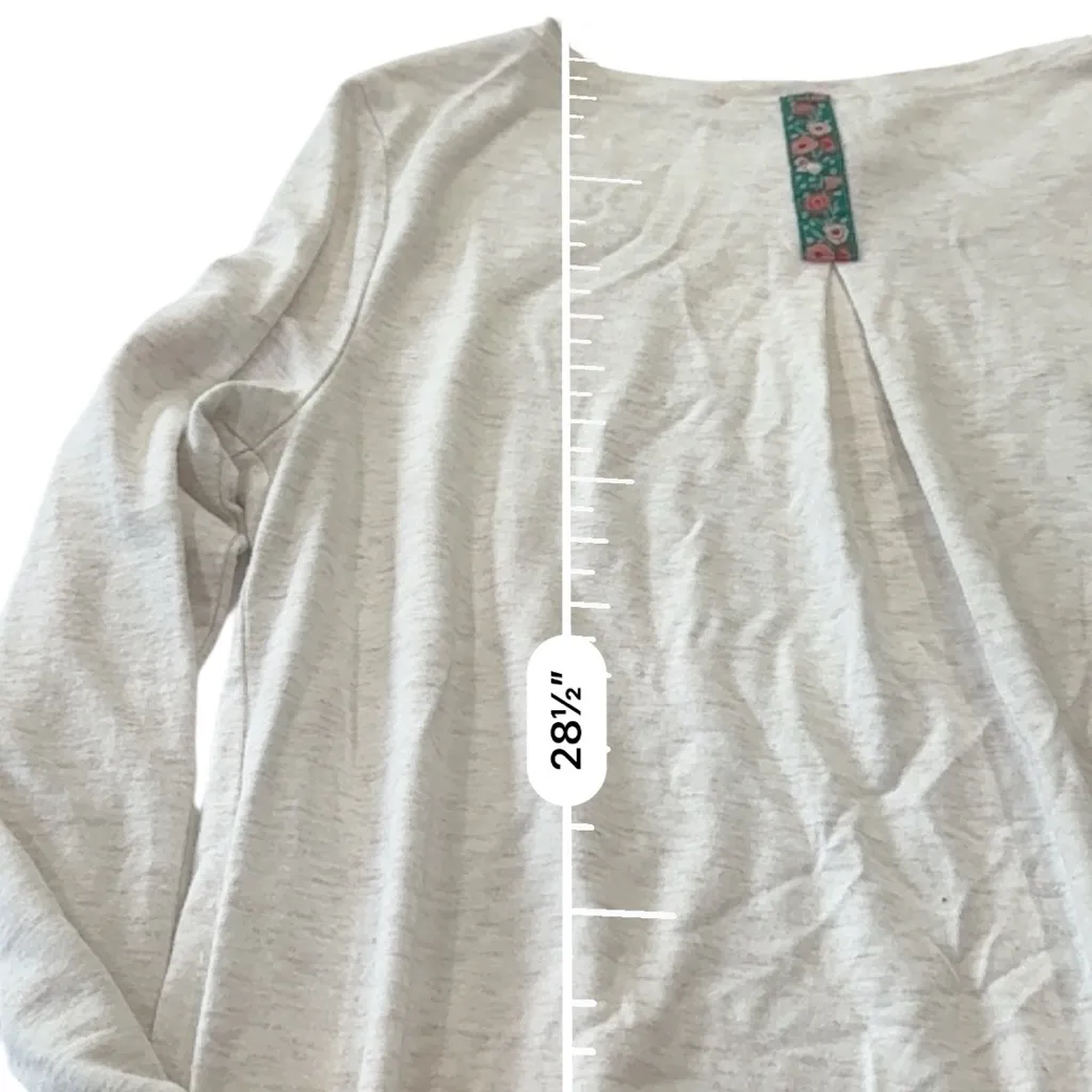 MATILDA JANE Narrator Tunic Scoop Neck Long Sleeve Top Shirt Floral Trim Beige - Image 8