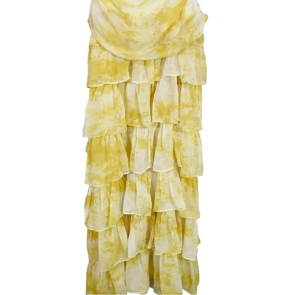 NEW Atoir Back To Love Off the Shoulder High Slit Tiered Ruffle Maxi Dress Gold Size 8 - Image 10