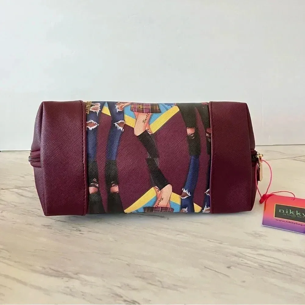 Nikky By Nicole Lee Large Oval Makeup Pouch Cosmetic Bag Pop Generation Gray - Image 6