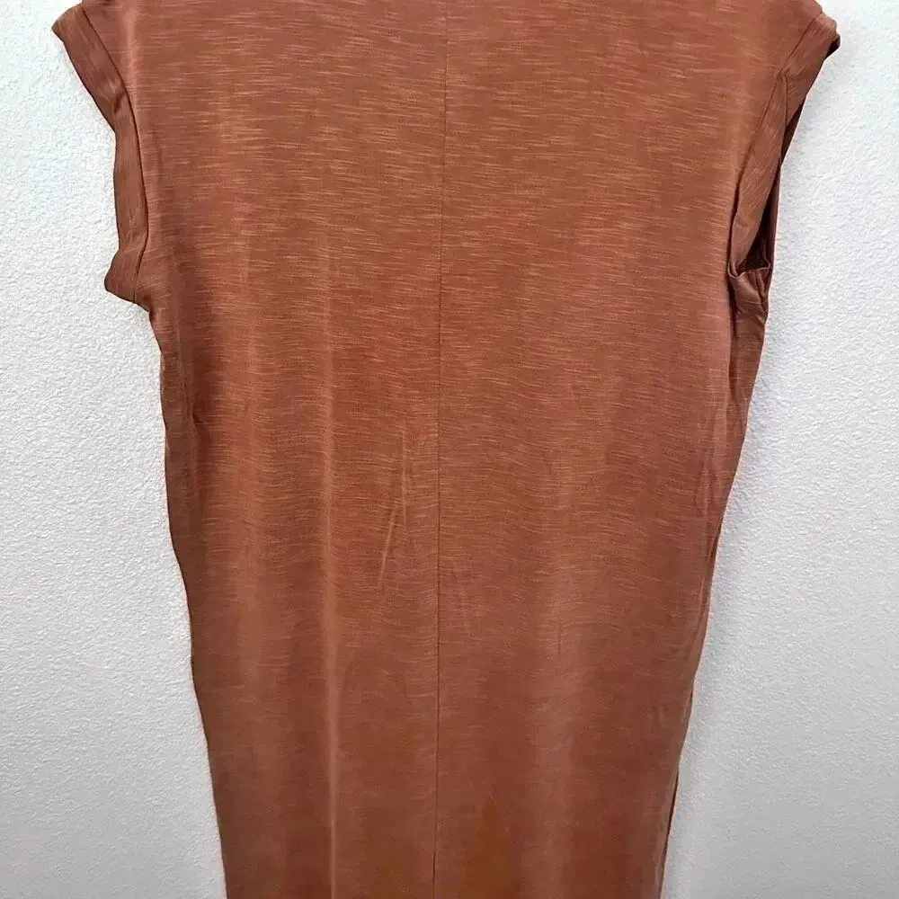REVERIE x BOUTIQUE | Burnt Caramel Slub Knit Cap Sleeve Midi Dress | Size Small Tan - Image 6