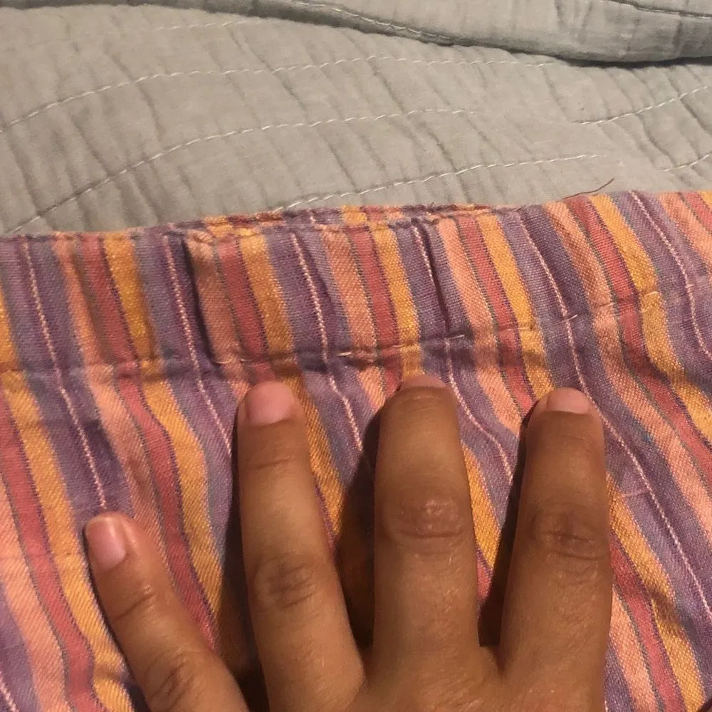 380. FLAX 100% Linen Striped Multicolor Pull on Pants size Large (14-18) - Image 5