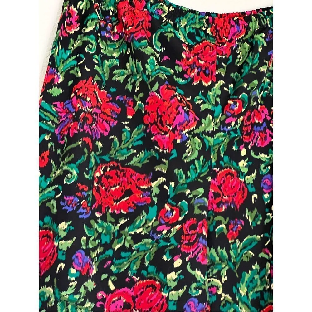 Victoria's Secret Red Green Black Floral gold label Flowy Pant Women Size S - Image 2