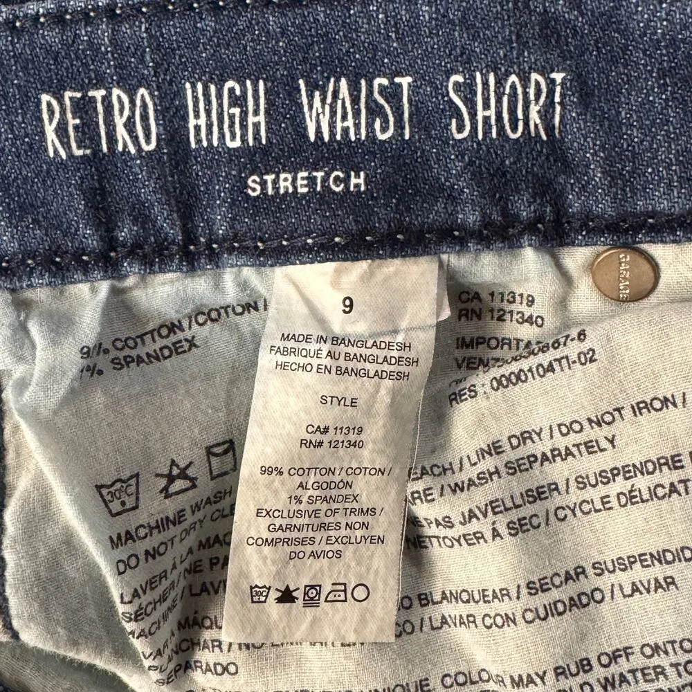 Garage JRS SZ 9 Retro High Waist Jean Shorts Cuffed Distressed Zip-Fly Pockets - Image 5