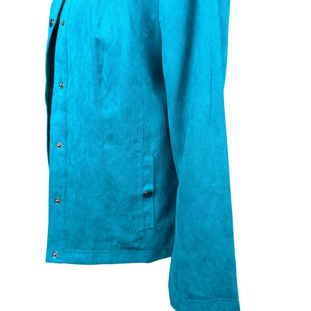 Studio Works NEW  Button Up Blazer Jacket Womens 10 Blue Pockets Lined Collared - Image 7