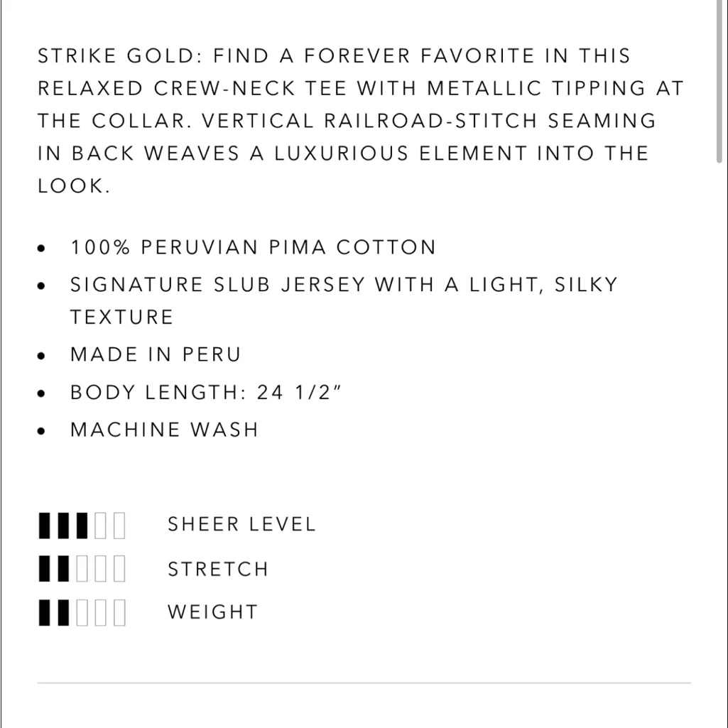 Goldie Lewinter Shirt Sleeve Metallic Tipped Ringer Tee Sz L - Image 5