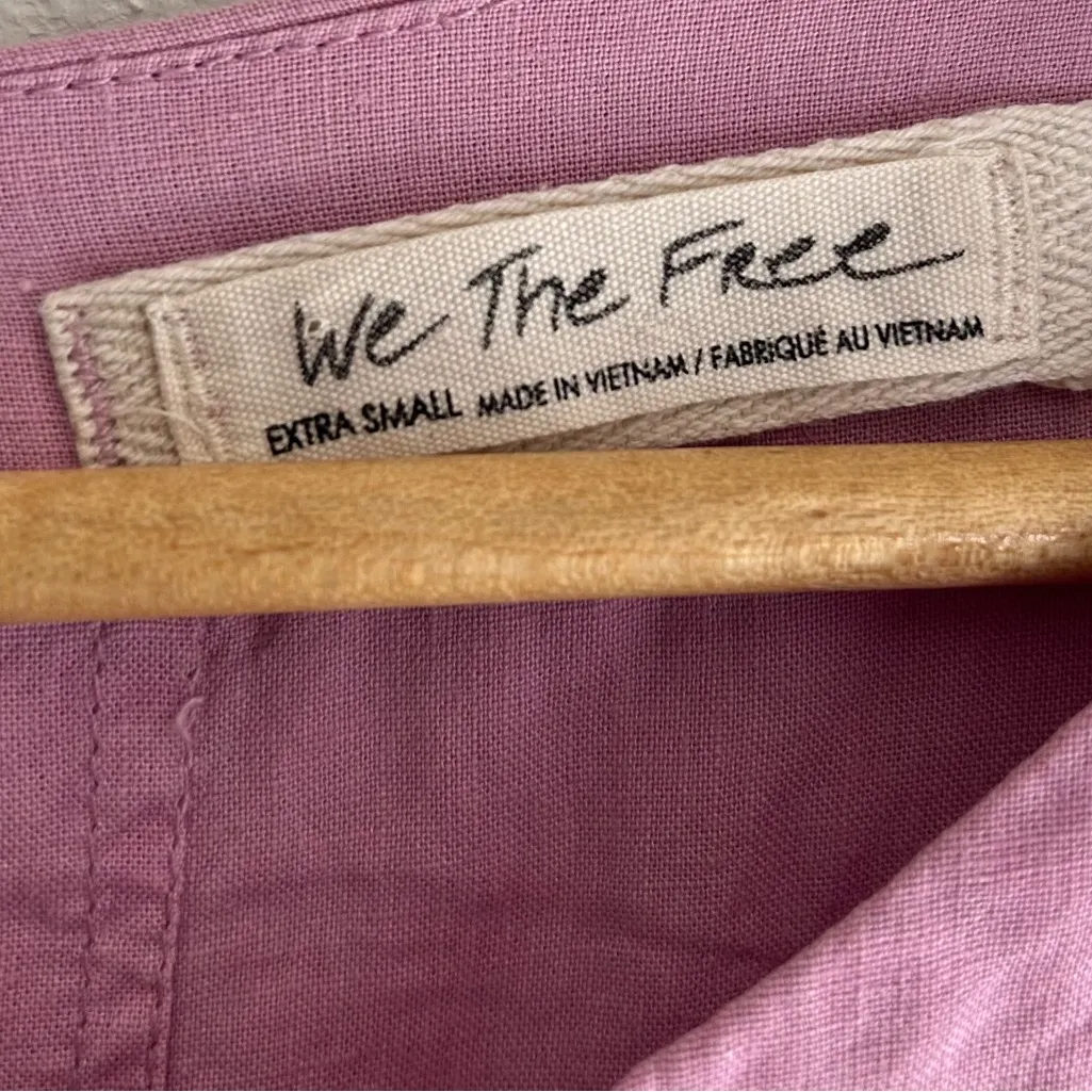 We The Free Moon City Top Oversized Linen Blend Tee in Lilac (XS) - Image 4